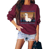 Women Wanna Smoke? Alpaca Bowl Vintage Graphic Shirt Casual Long Sleeve Sweatershirt