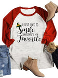 Women I Just Like to Smile Smiling's My Favorite X-Mas Blouse 3/4 Sleeve Christmas Shirt