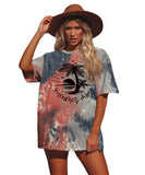 T-Shirt mit Aufdruck „Summer Vibes“ für Damen, Sommershirt, Batikmuster, modisches Grafik-T-Shirt
