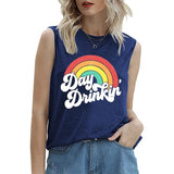 Day Drinkin' Vintage Rainbow Tank Femmes Chemise d'été drôle
