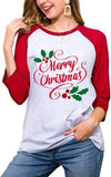 Chemise de joyeux Noël pour femmes, chemisier graphique à manches 3/4