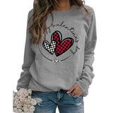 Happy Valentines Day Sweat Femme Buffalo Plaid Mignon Coeur Chemise