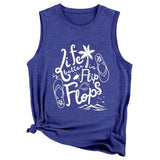 Women Summer Tank Tops Life is Better in Flip Flops Sleeveless Shirt