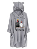 Pecker-Shirt für Frauen „Just A Girl Who Loves Peckers“ Strick-Kapuzenpullover mit 3/4-Ärmeln und Taschen
