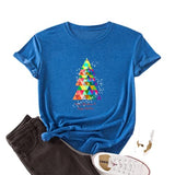 Women Merry Christmas Happy New Year T-Shirt Christmas Tree Graphic Shirt