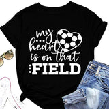 Women My Heart is on That Field Soccer Graphic T-Shirt
