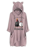Pecker-Shirt für Frauen „Just A Girl Who Loves Peckers“ Strick-Kapuzenpullover mit 3/4-Ärmeln und Taschen