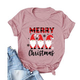 Buffalo Plaid Merry Christmas T-Shirt for Women Cute Gnomies Christmas Tees