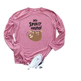 Faultier-Shirt für Damen, My Spirit Animal, langärmelig, grafische Bluse