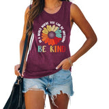 In A World Where You Can Be Anything Be Kind Chemise sans manches pour femme Débardeur tournesol