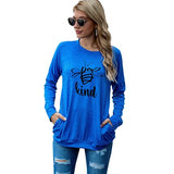 Bee Kind Shirt Gift Women Long Sleeve Bees Blouse with Pockets