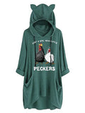Pecker-Shirt für Frauen „Just A Girl Who Loves Peckers“ Strick-Kapuzenpullover mit 3/4-Ärmeln und Taschen