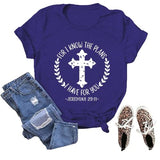 Christliches T-Shirt für Frauen mit der Aufschrift „Ich kenne die Pläne, die ich für dich habe“