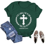 Christliches T-Shirt für Frauen mit der Aufschrift „Ich kenne die Pläne, die ich für dich habe“