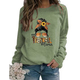 Thanksgiving Mom Gift Sweatshirt Women One Thankful Mama Graphic Shirt