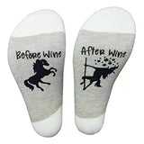 Chaussettes unisexes avant le vin après le vin, licorne amusante