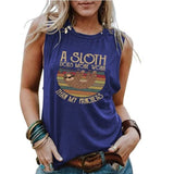 Sloth Cute Tank Tops Women A Sloth Does More Work Than My Pancreas Graphic T-Shirt