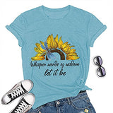 Damen T-Shirt mit Aufschrift „Words of Wisdom“, Schmetterling, Sonnenblume