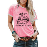 Süßes Urlaubs-T-Shirt für Frauen mit Aufschrift „Seeleben, weil Strände salzig sind“