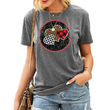 Women Buffalo Plaid & Leopard Heart T-Shirt Valentine Shirt