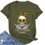 Frauen ICH Tun Was ICH Wollen Schädel T-Shirt Sonnenblume Sonnenbrille Schädel Shirt