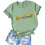 Women Retro Be A Nice Human T-Shirt Sunflowers Shirt