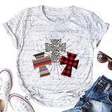 Damen Buffalo Plaid Leopard Cross T-Shirt