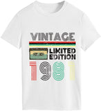 T-Shirt Vintage pour femmes, édition limitée, cadeau d'anniversaire, 1981
