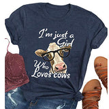 T-Shirt pour femmes, je suis juste une fille qui aime les vaches, chemise mignonne pour amoureux des vaches