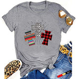 Damen Buffalo Plaid Leopard Cross T-Shirt