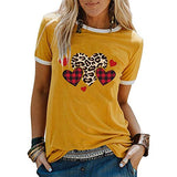 Damen T-Shirt mit Buffalo-Karomuster und Leoparden-Herz für den Valentinstag