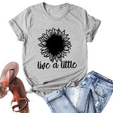 Damen T-Shirt „Live A Little“ mit Sonnenblumen-Grafik