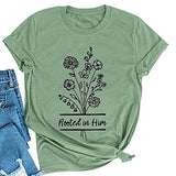 Women Rooted in Him T-Shirt Gift for Jesus Believer Faith Based Shirt