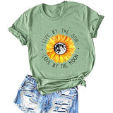 T-Shirt tournesol pour femmes, Live by The Sun Love by The Moon