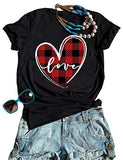 Women Buffalo Plaid & Leopard Heart T-Shirt