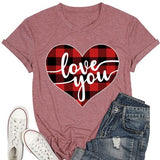 Buffalo Plaid Love T-Shirt Women Valentines Day Gift Tees