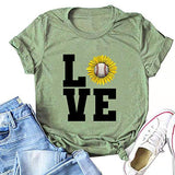 T-shirt de baseball pour femmes, tournesol, amour, chemise de baseball