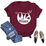 Women Mama Sloth T-Shirt Funny Graphic Shirt for Mama