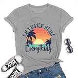 T-Shirt mit Aufdruck „Salt Water Heal Everything“ für Damen