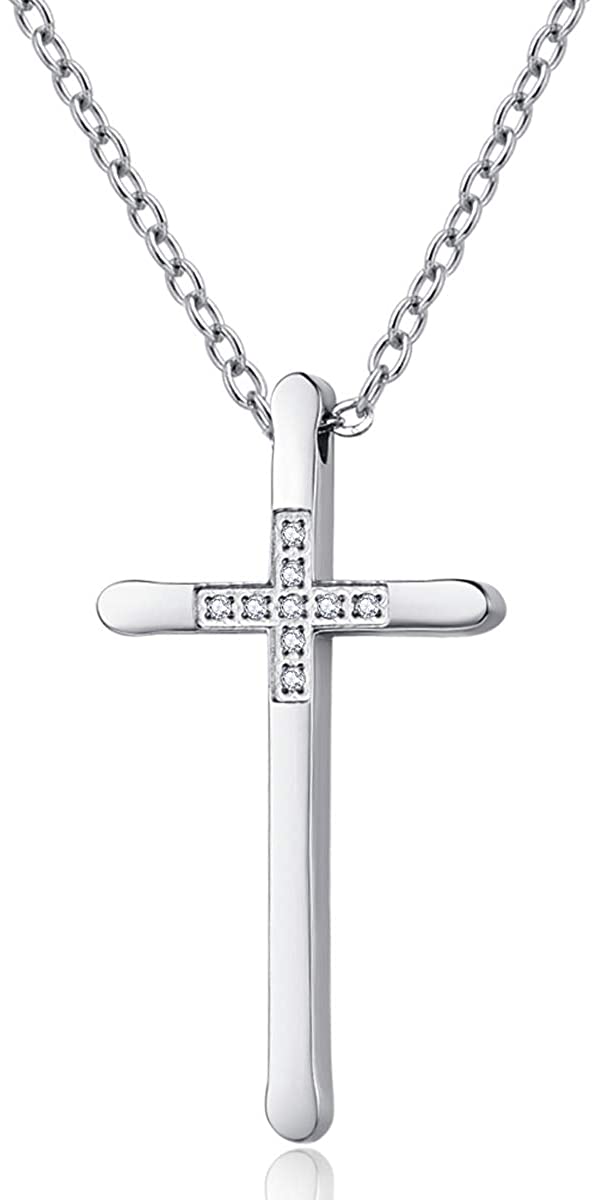 Kreuzkette für Damen, 18 Karat Roségold/Silber gefüllt, lange, große, schmale Kreuzketten, schlicht, Ideen für ihre Mutter, Tochter, Schwester, Ehefrau 