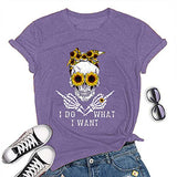 Frauen ICH Tun Was ICH Wollen Schädel T-Shirt Sonnenblume Sonnenbrille Schädel Shirt