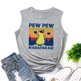 Pew Pew Madafakas Tank Top für Frauen, lustiges Pew Pew Katzenshirt