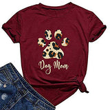 Women Dog Mom T-Shirt Paw Print Shirt Dog Lover Gift
