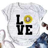 T-shirt de baseball pour femmes, tournesol, amour, chemise de baseball