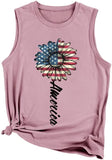 Amerika Sonnenblume Tank für Frauen USA Flagge Blume Freiheit Unabhängigkeit Shirt
