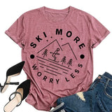 T-Shirt drôle pour femmes, ski, plus de soucis, moins