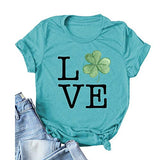 T-Shirt trèfle femme, chemise Lucky Love, chemise de la saint-Patrick