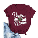 Women Blessed Mama T-Shirt Cute Mom Shirt