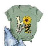 Women Leopard Love Sunflower T-Shirt Women Graphic Shirt