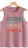 Women Plant Lady Tank World's Okayest Plant Parent Botanical Tee Shirt